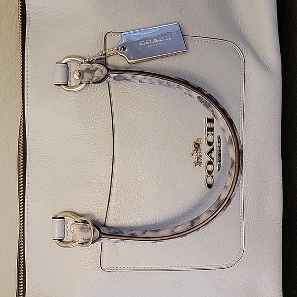 Coach Light Blue Zip Top Satchel with Python Handles - Picture 2 of 5